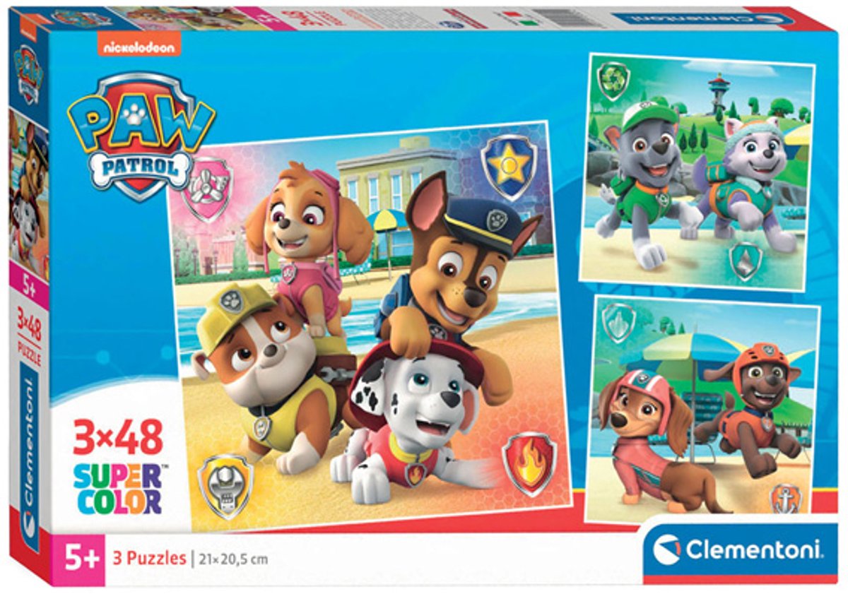 Clementoni Jigsaw Puzzle Super Color Square Paw Patrol, 3x48st.
