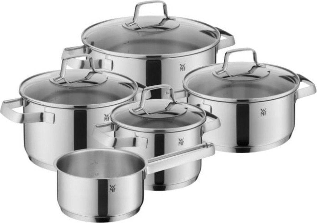 WMF Belmont - Pfannenset - 5-teilig - Edelstahl - mit Deckel - für alle Herdarten geeignet
