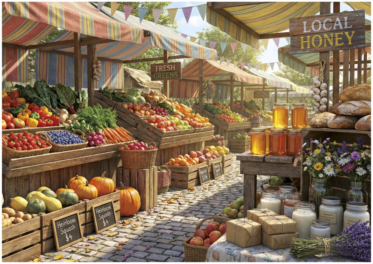 Educa XXL-Stücke – Sunny Farms Market – 500 Stück.