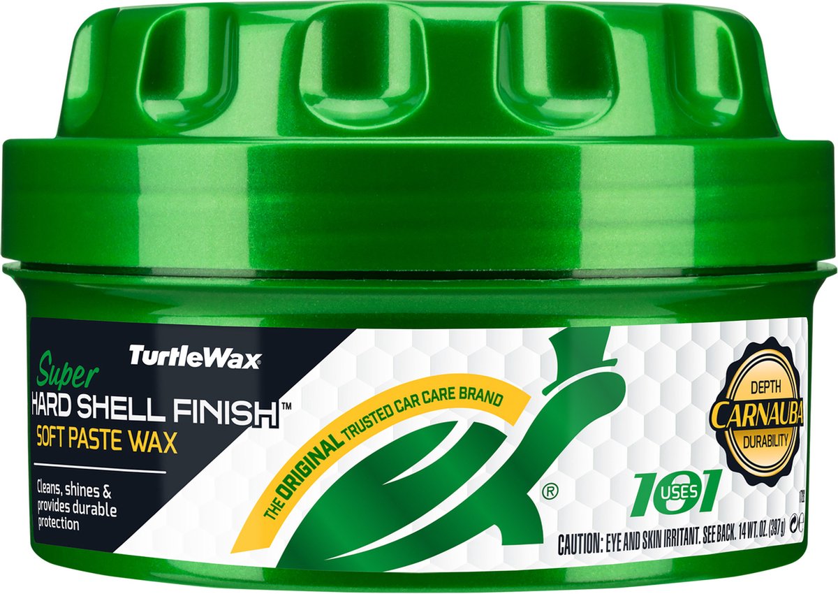 Turtle Wax Super-Hartschalen-Pastenwachs – einzigartige Mischung aus Reinigungsmitteln – entfernt tiefsitzenden Schmutz und leichte Oxidation – verbessert den Glanzgrad – Langzeitschutz gegen alle Wettereinflüsse – 397 Gramm