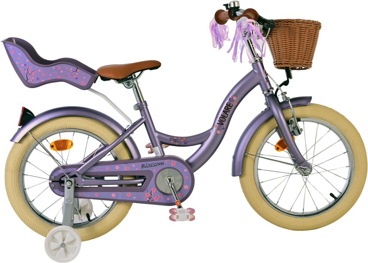Volare Blossom Kinderfahrrad – Mädchen – 16 Zoll – Lila