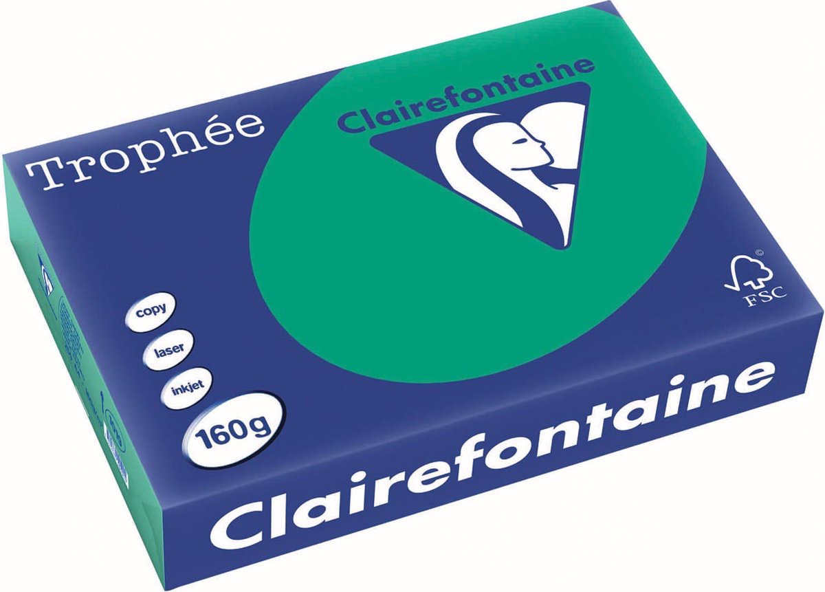Clairefontaine Trophäe intensiv, A4, Kieferngrün, 160 g, 250 Blatt