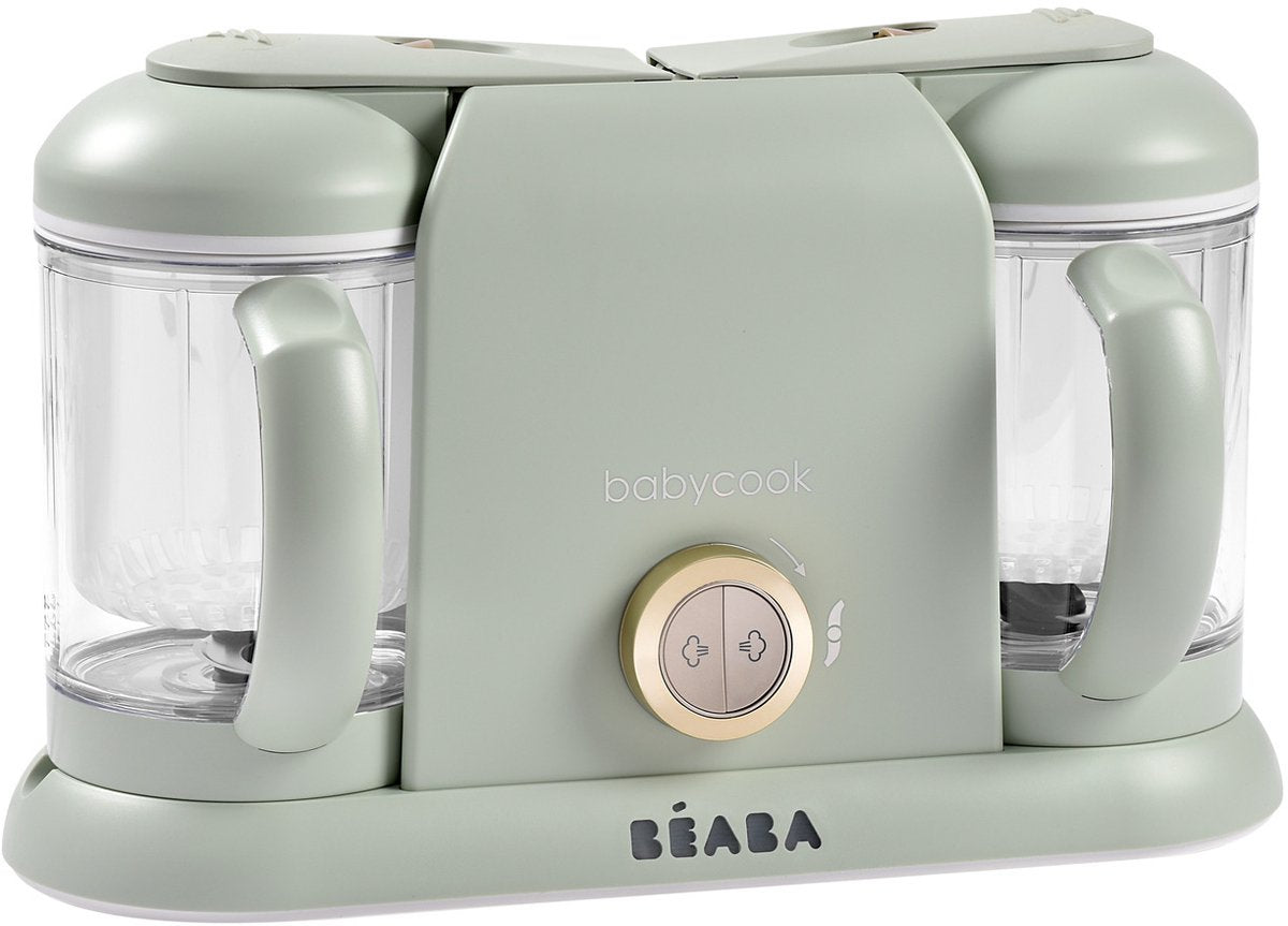 Béaba babycook® duo – 4-in-1-Babynahrungsmaschine – XXL-Kapazität – Dämpfen, Mixen, Auftauen, Erhitzen – 2200 ml – Nebelgrün