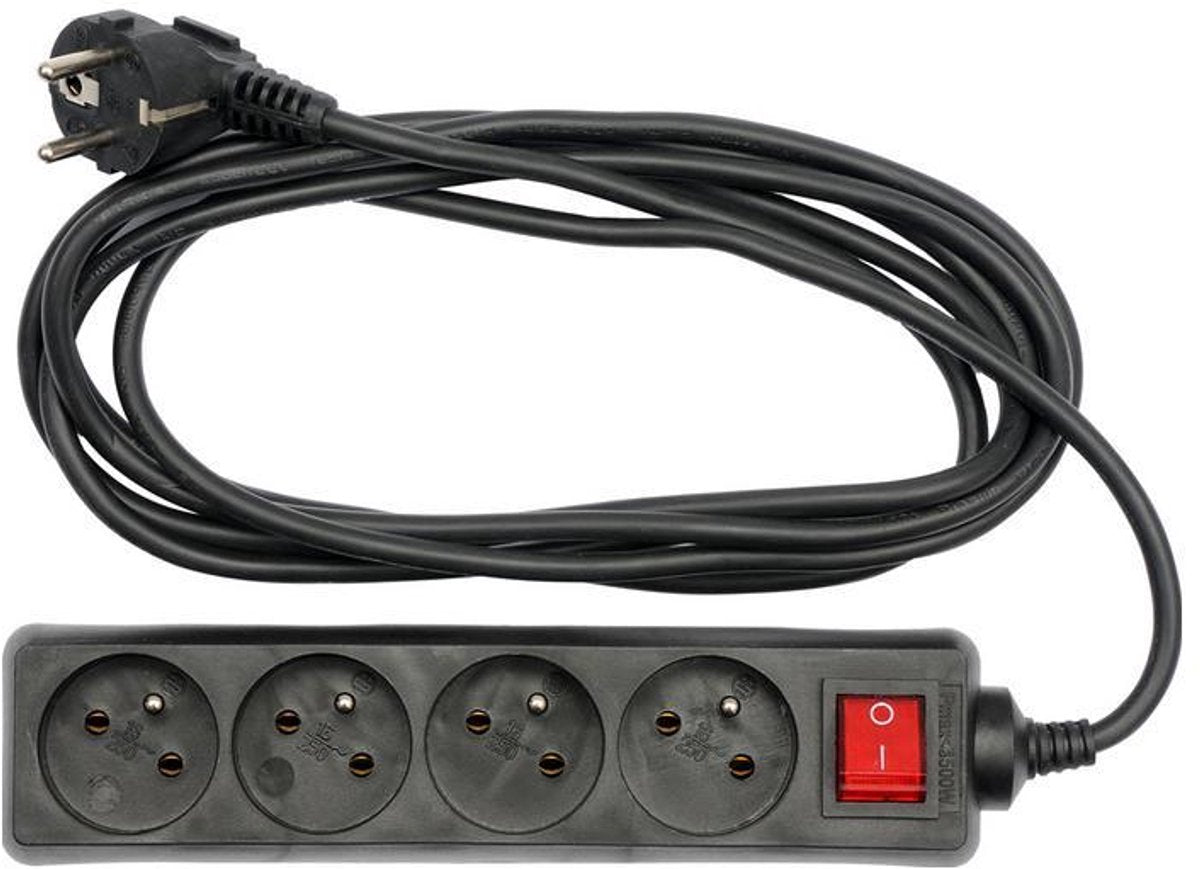 Vorel 72630-Serie – geerdete Steckdosenleiste – 4 Steckdosen – 1,5 m – schwarz
