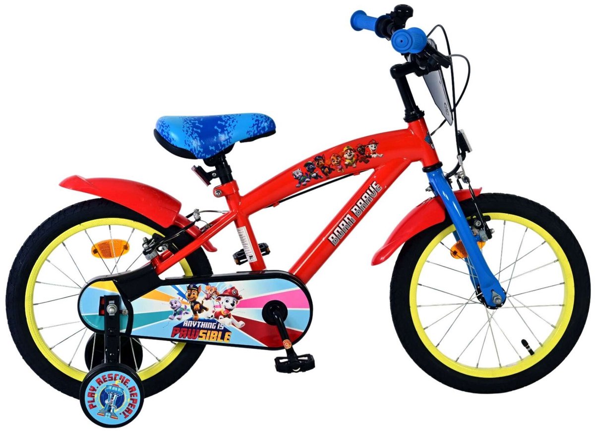 Volare Paw Patrol Kinderfahrrad – Jungen – 16 Zoll – Rot – zwei Handbremsen