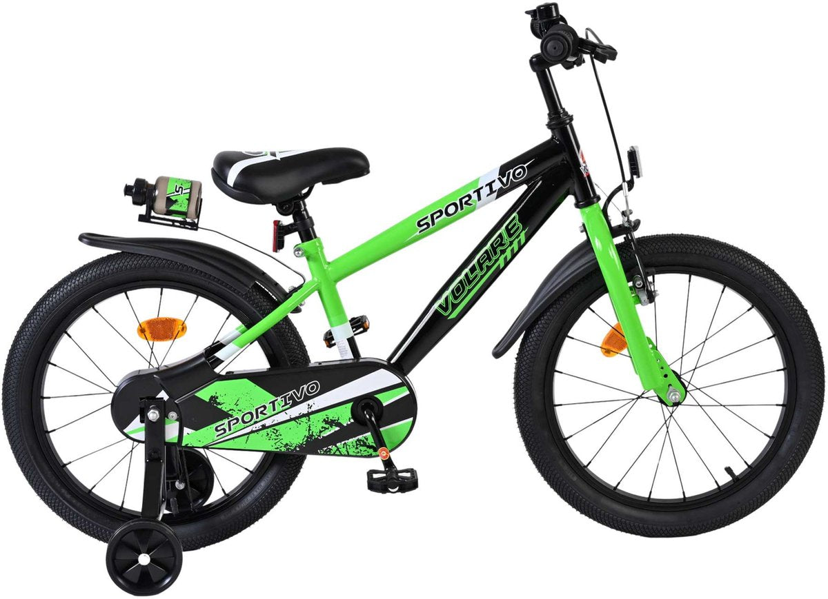 Volare Sportivo Kinderfahrrad - Jungen - 18 Zoll - Grün Schwarz