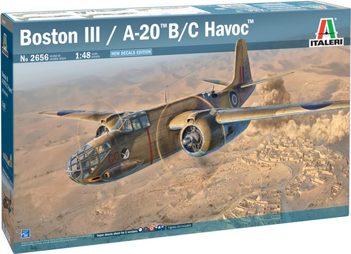 Italeri Modellbausatz Flugzeug – 2656 Douglas Boston III A – 20 B C Havoc – USA 2. Weltkrieg – Propellerflugzeug aus Kunststoff – 1:48 – Modellbau