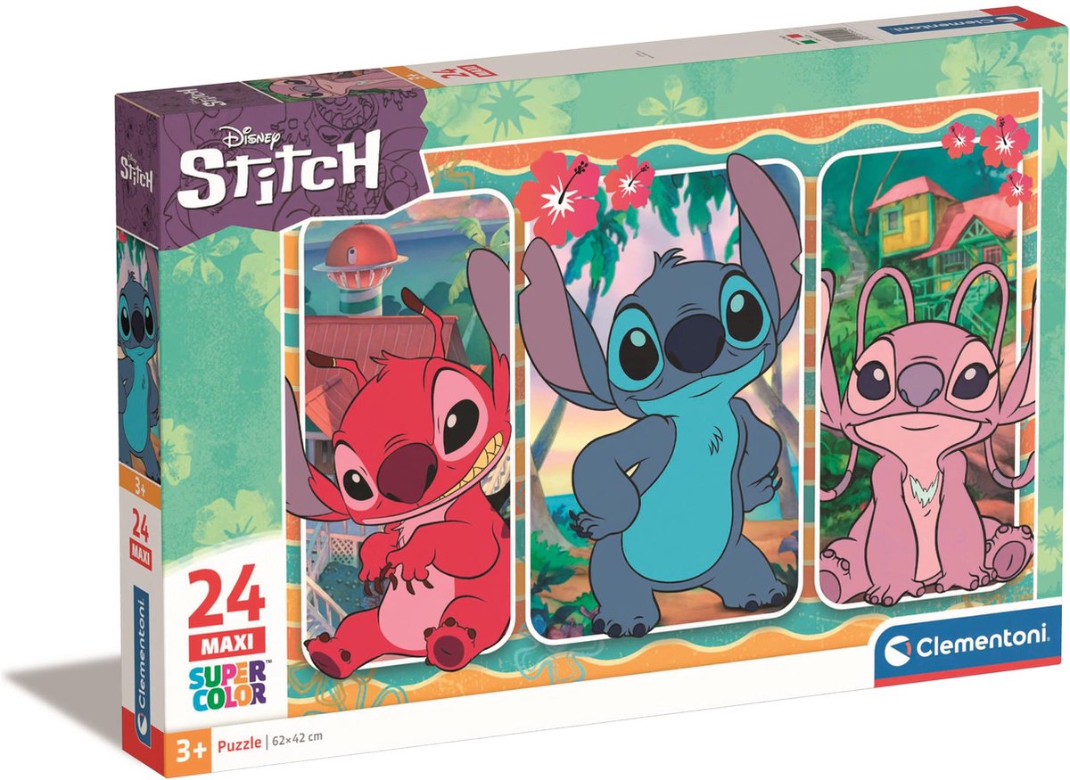 Clementoni Jigsaw Puzzle Super Color Maxi Disney Stitch, 24st.