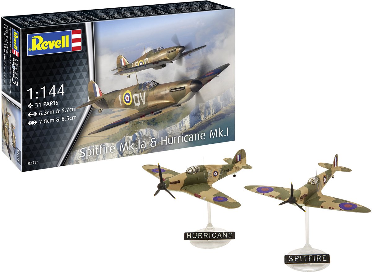Revell Modellbausatz - Spitfire mk.1a Hurricane mk.1 1:144 - 31-tlg.