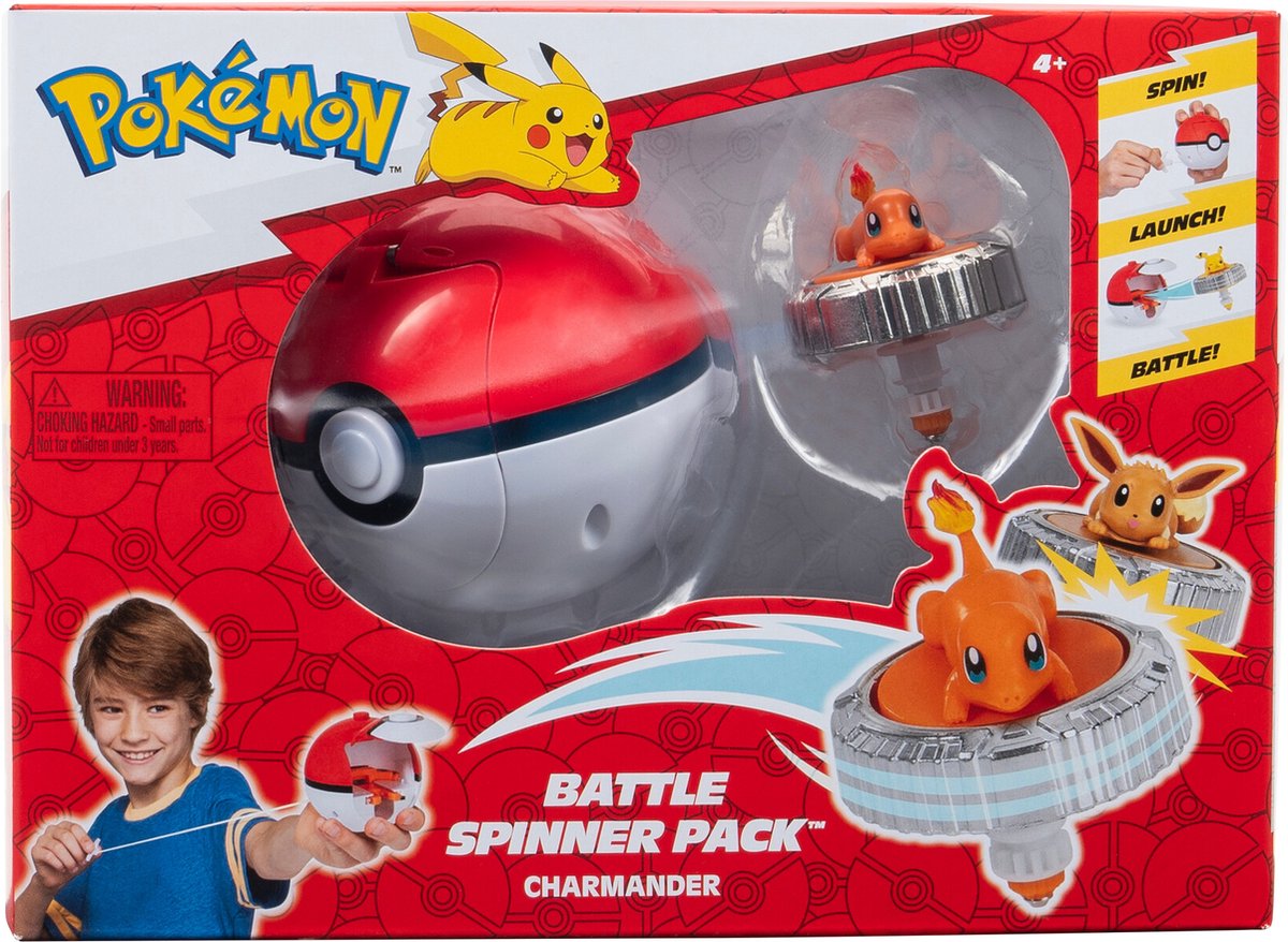 Jazwares Pokémon Battle Spinner-Spiel – Charmander Pokéball