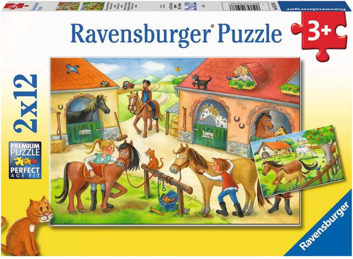 Ravensburger Puzzle Urlaub in der Reitschule – zwei Puzzles – 12 Teile – Kinderpuzzle