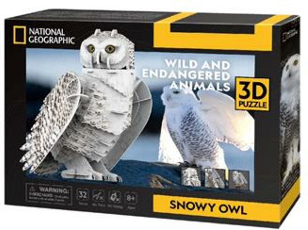 Kubisches lustiges 3D-Puzzle National Geographic Schneeeule