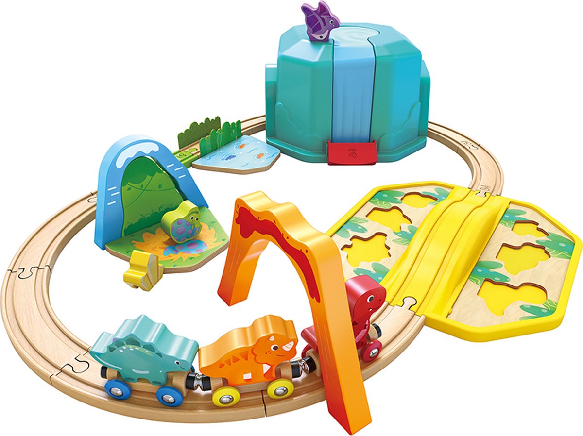 Hape Holzeisenbahn-Dinosaurier in Aufbewahrungsbox – ab 18 Monaten