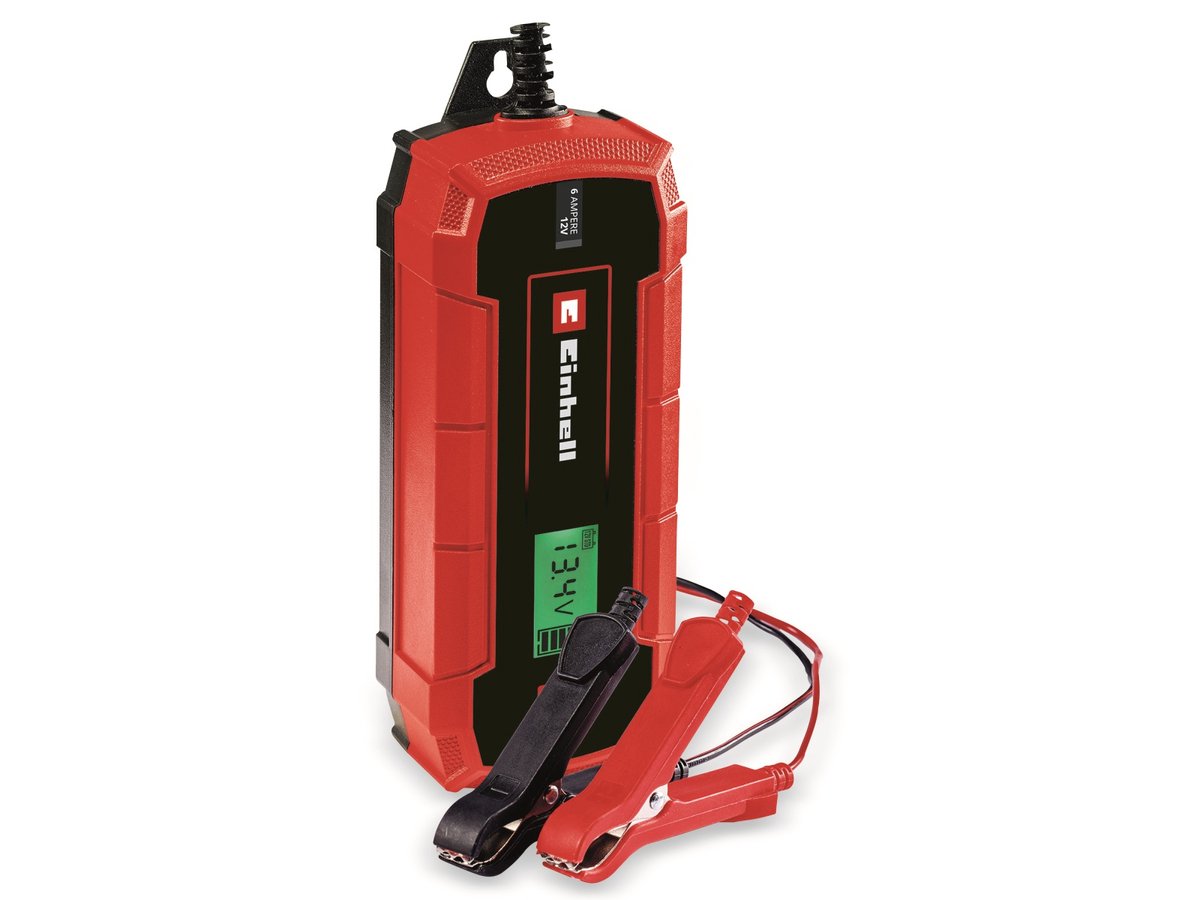 Einhell Batterieladegerät CE-BC 6 m - Ladespannung: 12 V - max. Ladestrom: 6 A - Akkus ab min. 3 bis max. 150 Ah - Erhaltungsladefunktion - geeignet für Gel-, AGM-, wartungsfreie Blei-Säure-Batterien