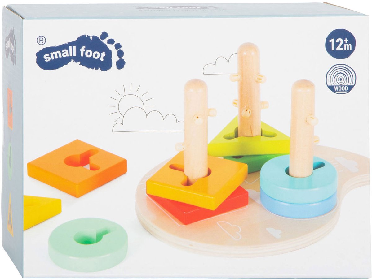Small Foot - Holzformen und Sortiermotorik-Stapelspielzeug, 10 Stück.