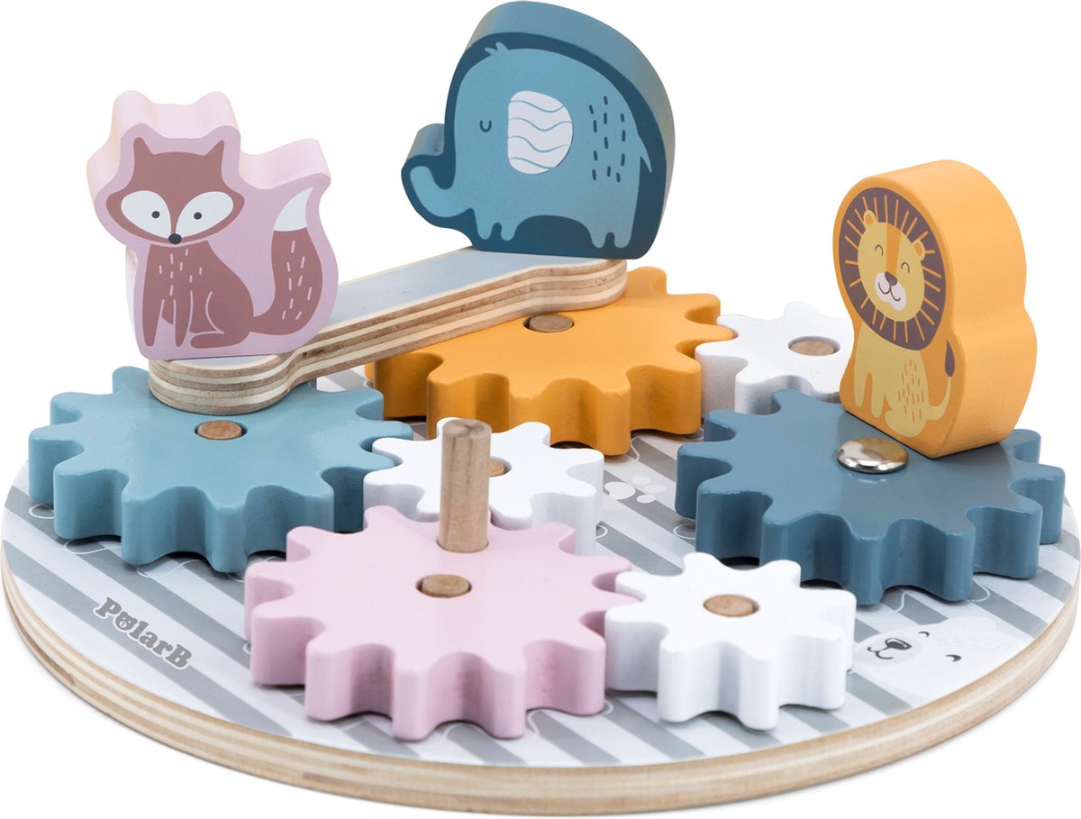 Polarb® Zahnradspiel aus Holz – Holzspielzeug ab 18+ Monaten