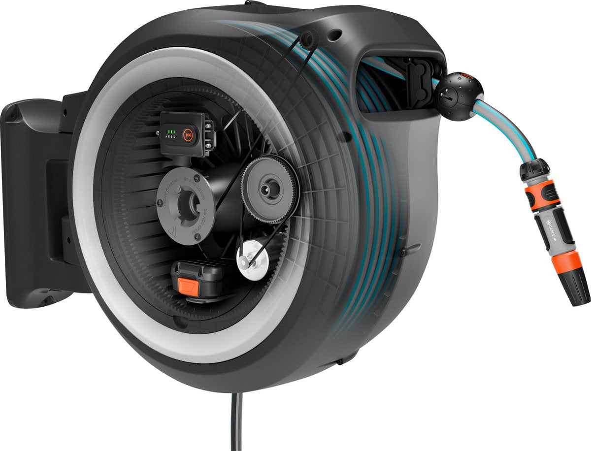 Gardena Powerroll XL Akku-Schlauchtrommel Solo – Grau-Weiß – 40 m