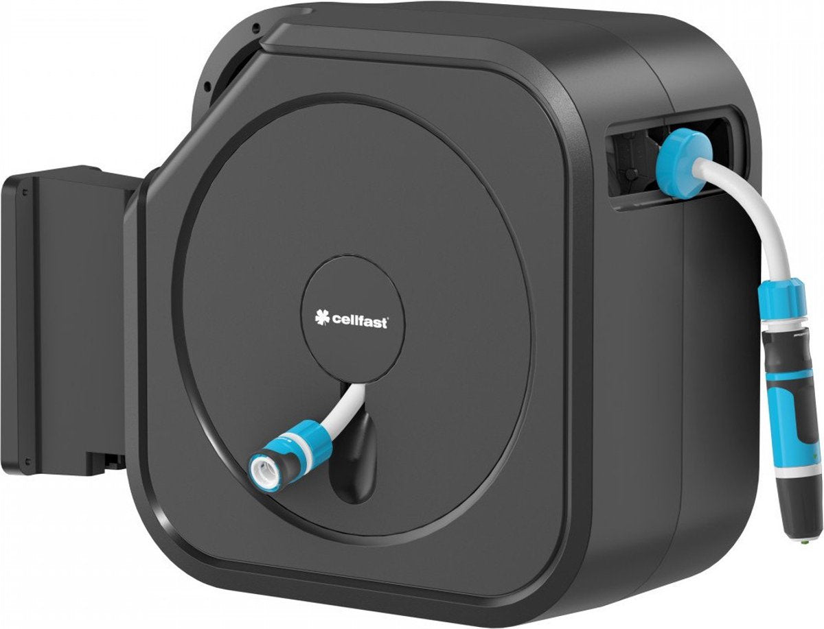Cellfast – Wandschlauchbox – automatische Schlauchtrommel, 30 m 1 2 Zoll Schlauch, Düse, Anschlüsse, Ergo XL