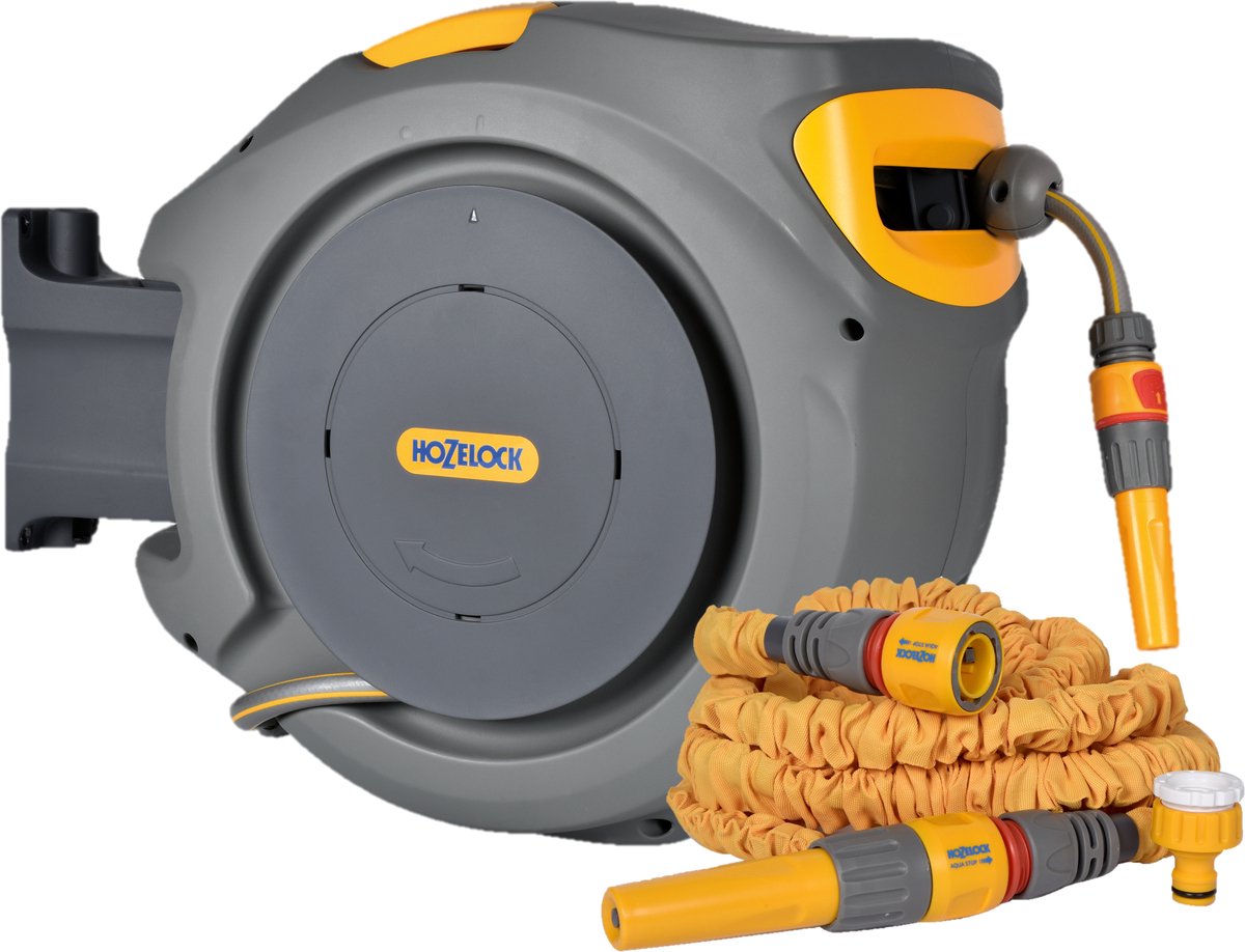 Hozelock-Autohaspel 30 Meter + ausziehbarer Superhoze-Schlauch 7,5 Meter