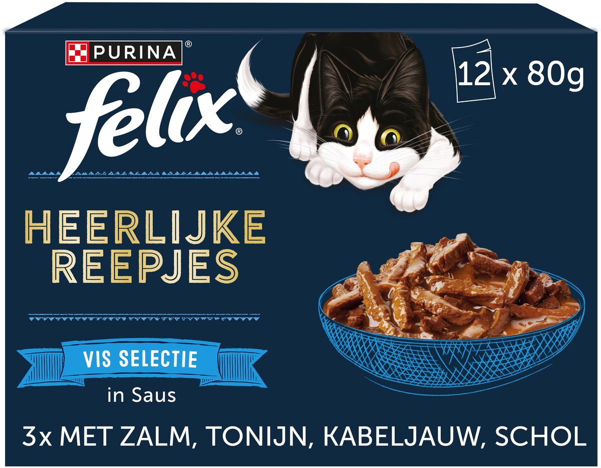 Felix leckere Streifen - Katzenfutter Nassfutter - Fischauswahl - 48 x 80 g