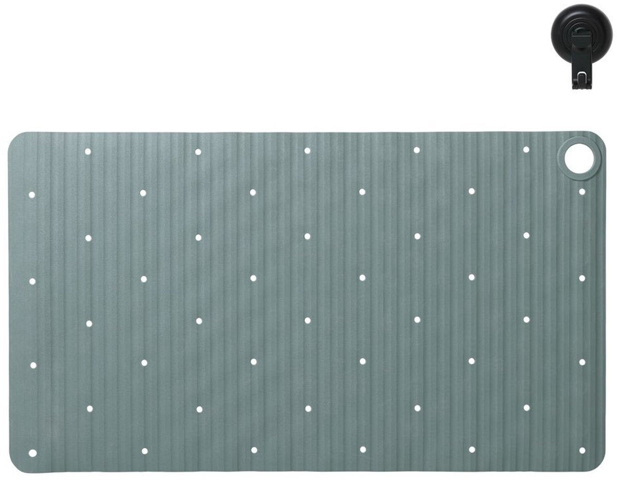 Sealskin ribb - antislip badmat 40x70 cm - groen - inclusief zwarte haak