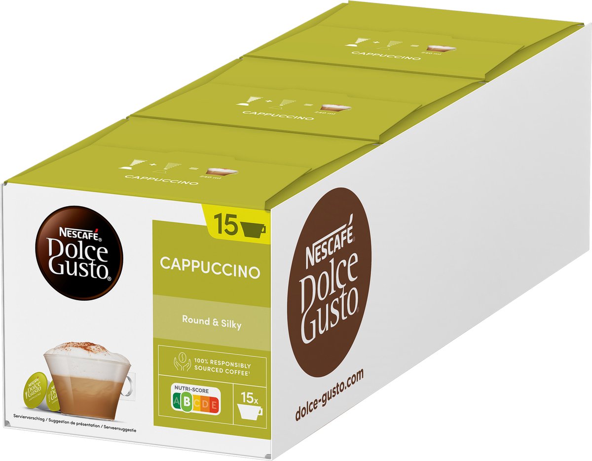 Nescafé Dolce Gusto Kapseln Cappuccino – 90 Kaffeetassen für 45 Tassen Kaffee