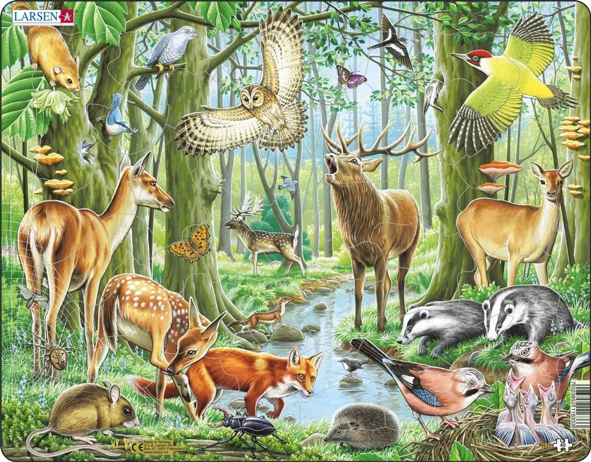 Selecta Larsen Puzzle Tiere – Europäische Wälder, 40 Teile.