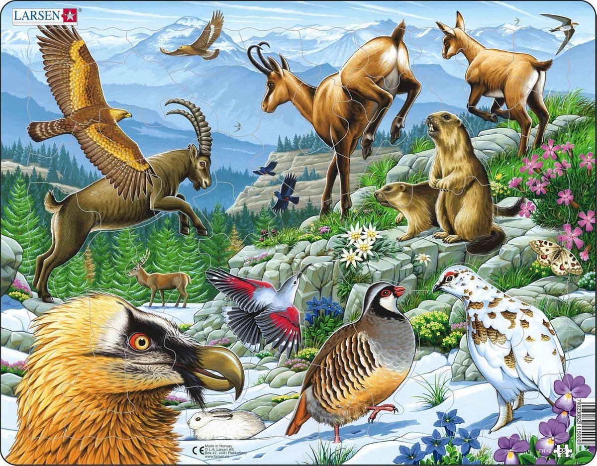 Selecta Larsen Puzzle Tiere - Alpen, 55 Teile.