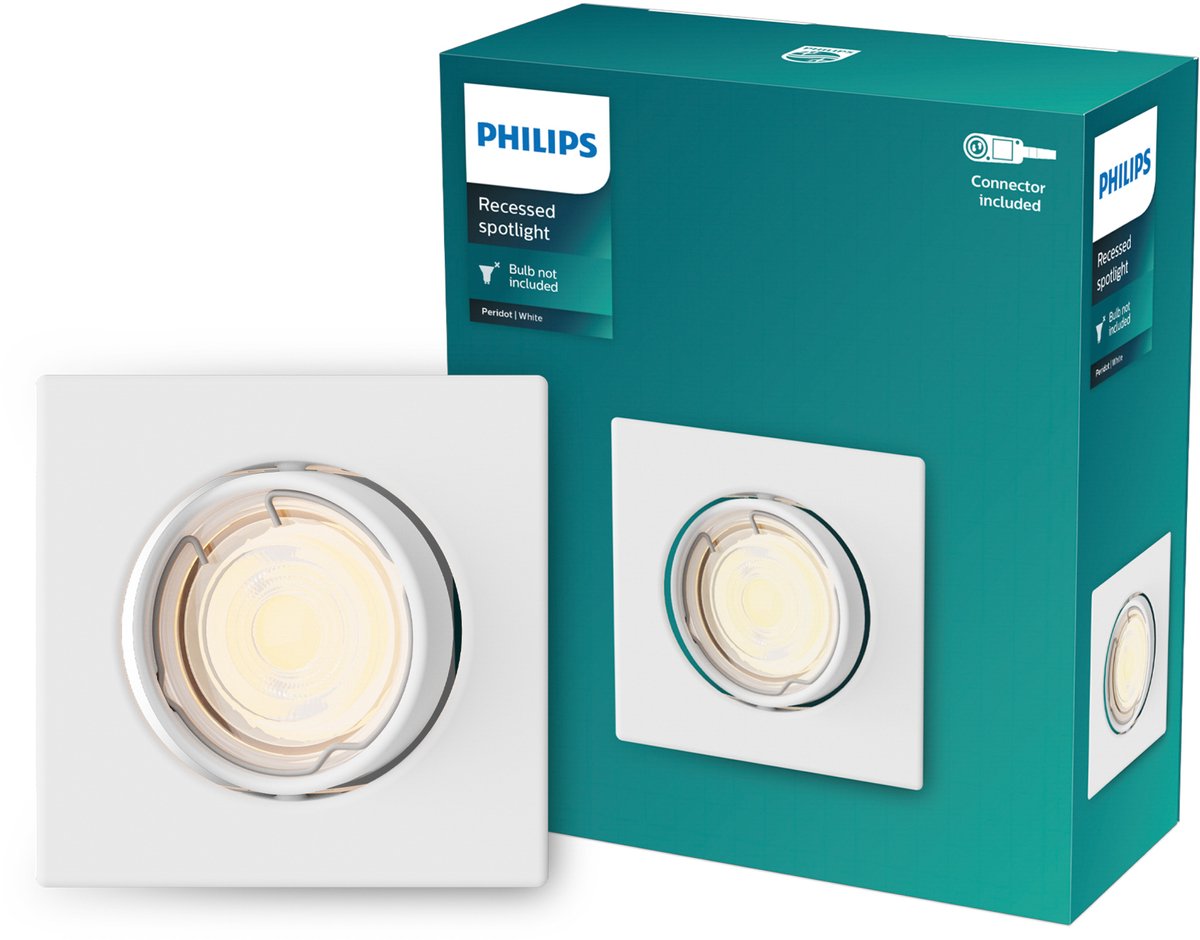 Philips led philips peridot inbouwspot - gu10 fitting - wit - vierkant - richtbare spot