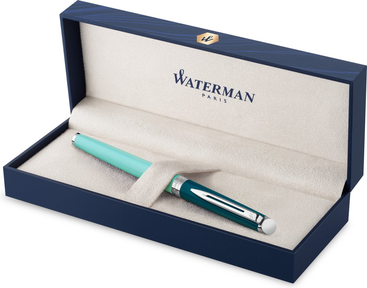 Waterman Hemisphere Tintenroller | Metallgrüne Lackierung mit palladiumbeschichteten Details | feiner Punkt | schwarze Tinte | mit Geschenkbox