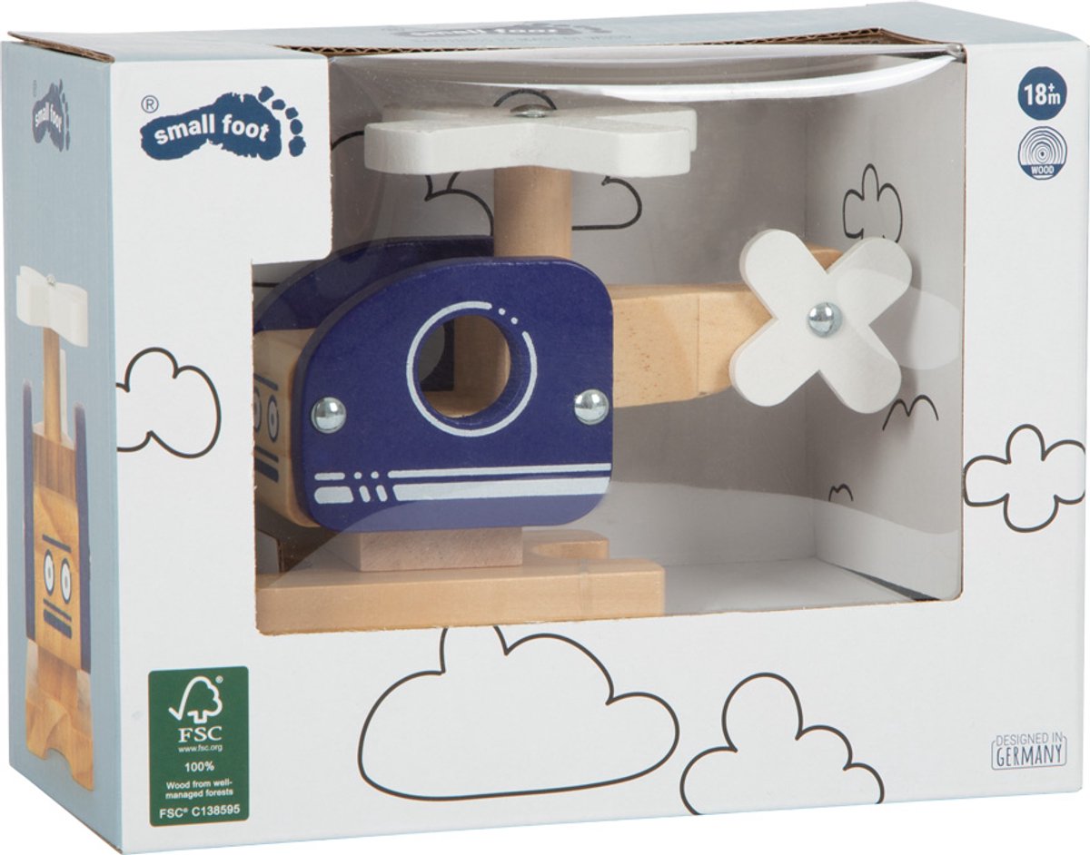 Kleiner Fuß - Holzhubschrauber blau