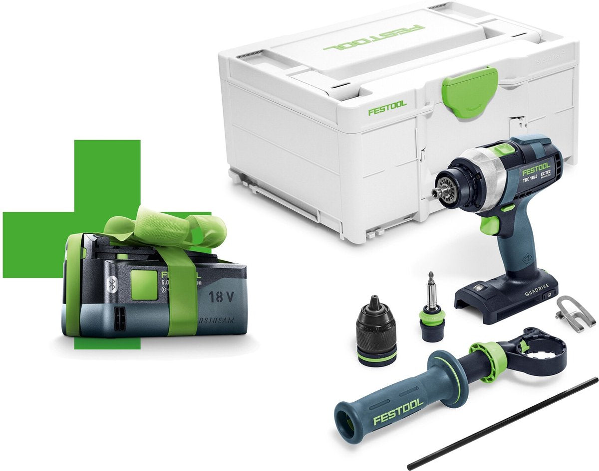 Festool TDC 18 4 i-basic-5.0 Quaddrive Akku-Bohrschrauber 18 V 5,0 Ah im Systainer – 577052