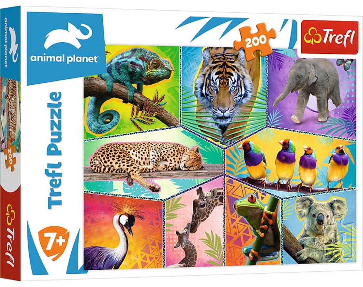 Trefl-Puzzle 200 Teile – Exotische Tiere, Entdeckung des Tierplaneten.