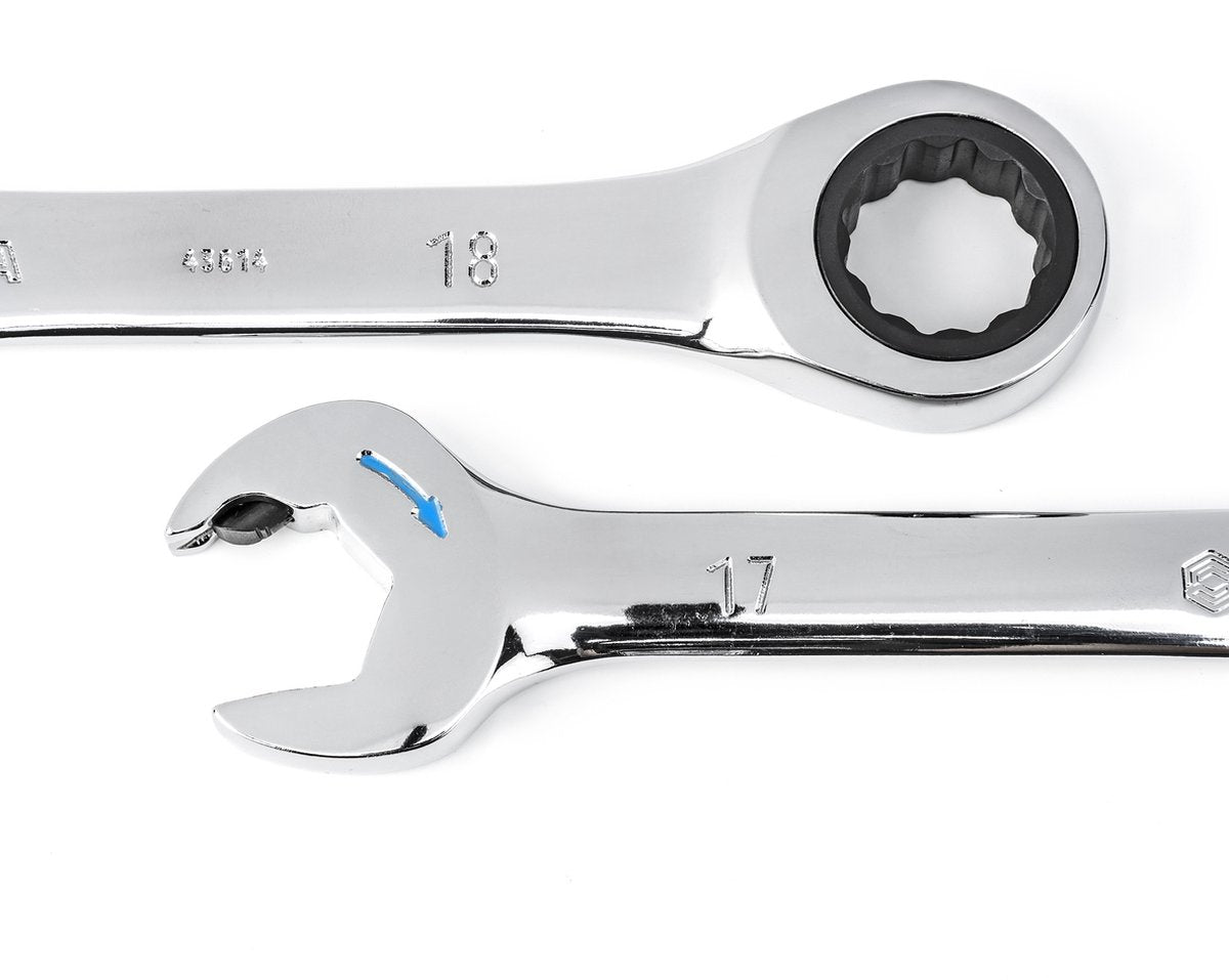 Sata ST09066-02 – 12-teiliger Ratschenschlüsselsatz – 8–19 mm – Doppelratsche in Ring und Stecknuss