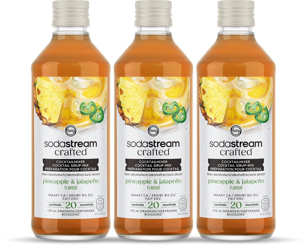 Von Sodastream hergestellte Mixer mit Ananas-Jalapenosirup – 3er-Pack