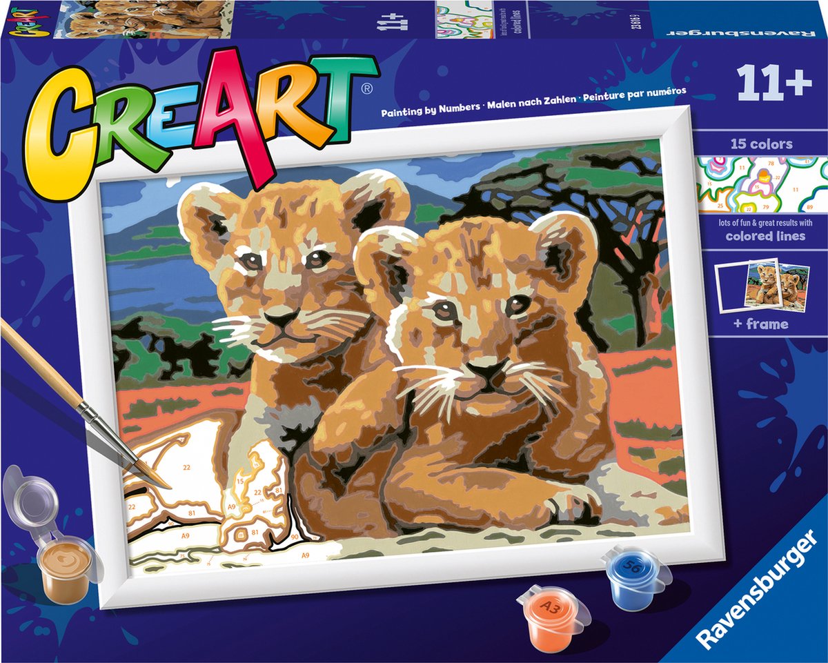 Ravensburger Creart Painting bei Nummer - Kleine Leeuwenwelpjes