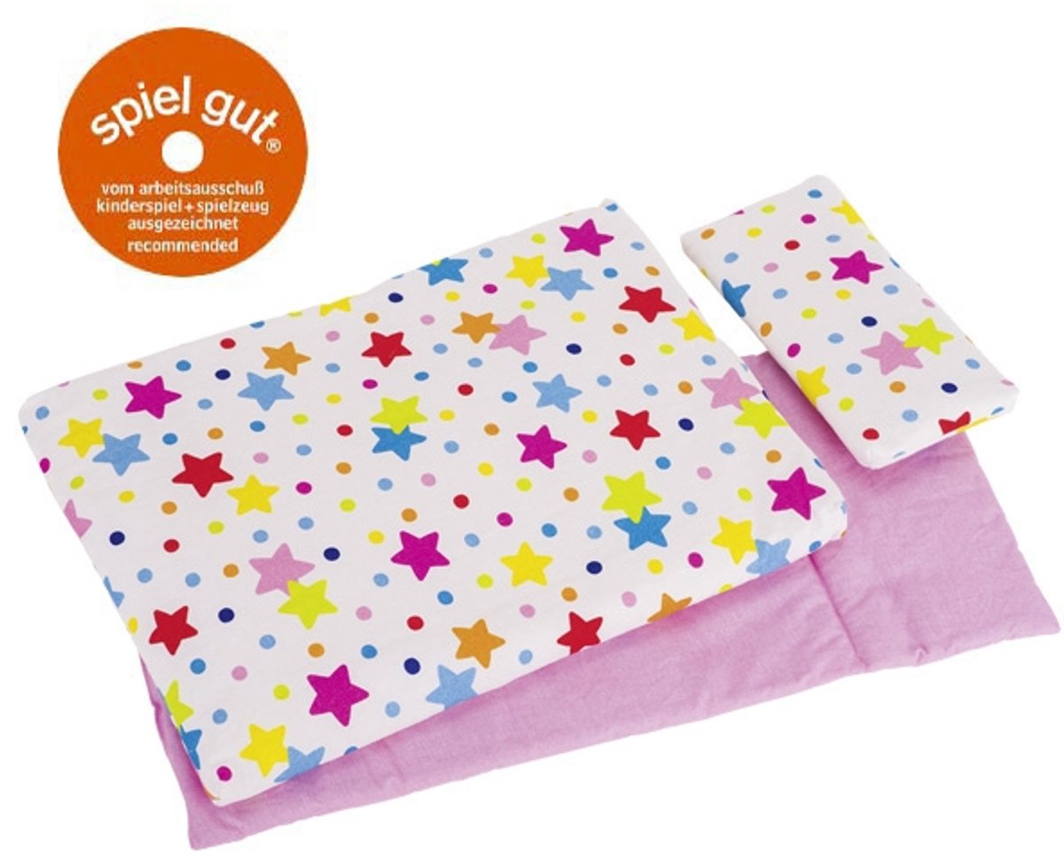 Goki Puppen Bettwäsche Sterne Bettdecke + Kissen
