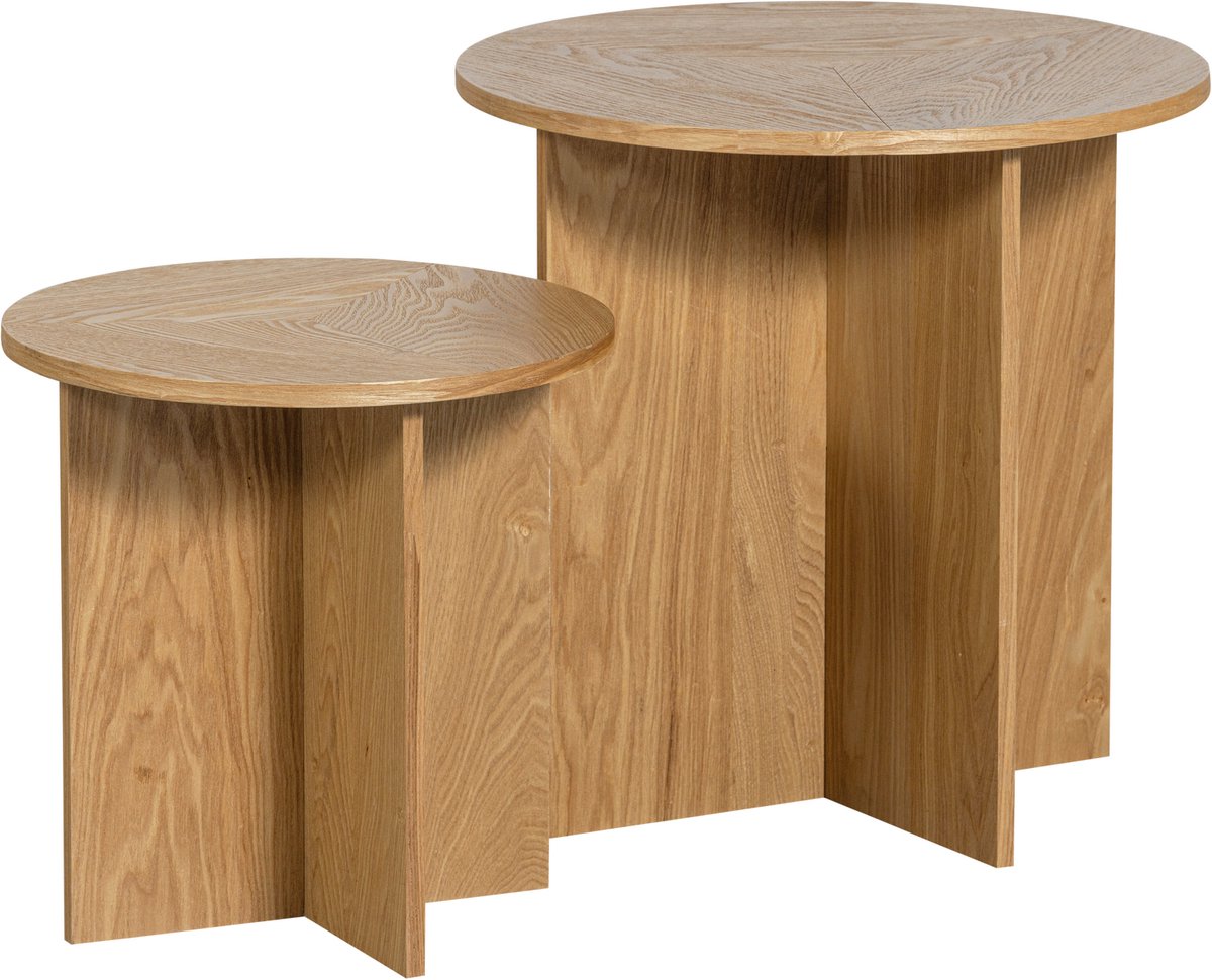 Woood lina bijzettafels - hout - naturel - 45x45x45 35x35x35