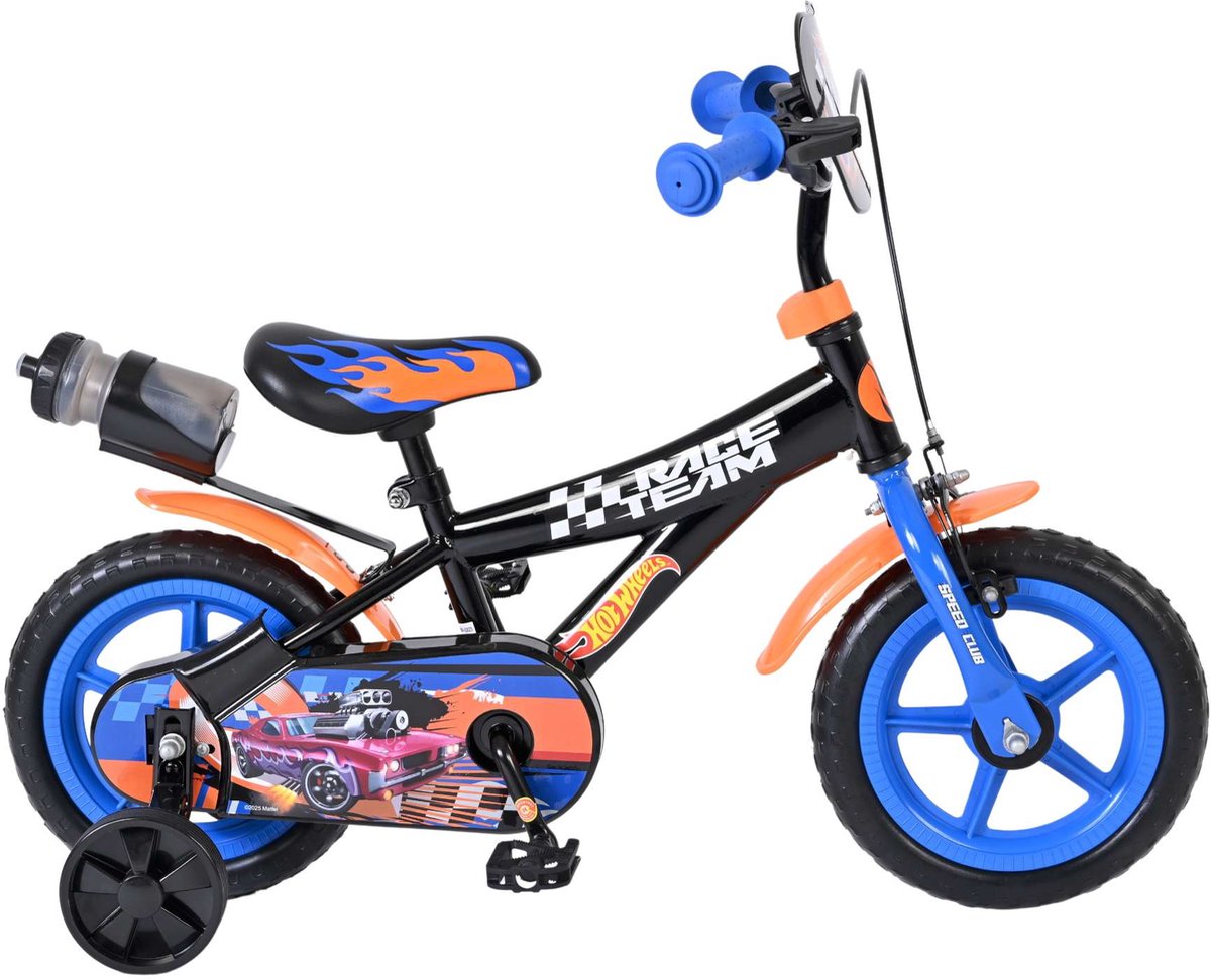 Volare hot wheels kinderfiets - jongens - mag wheels - 12 inch - zwart