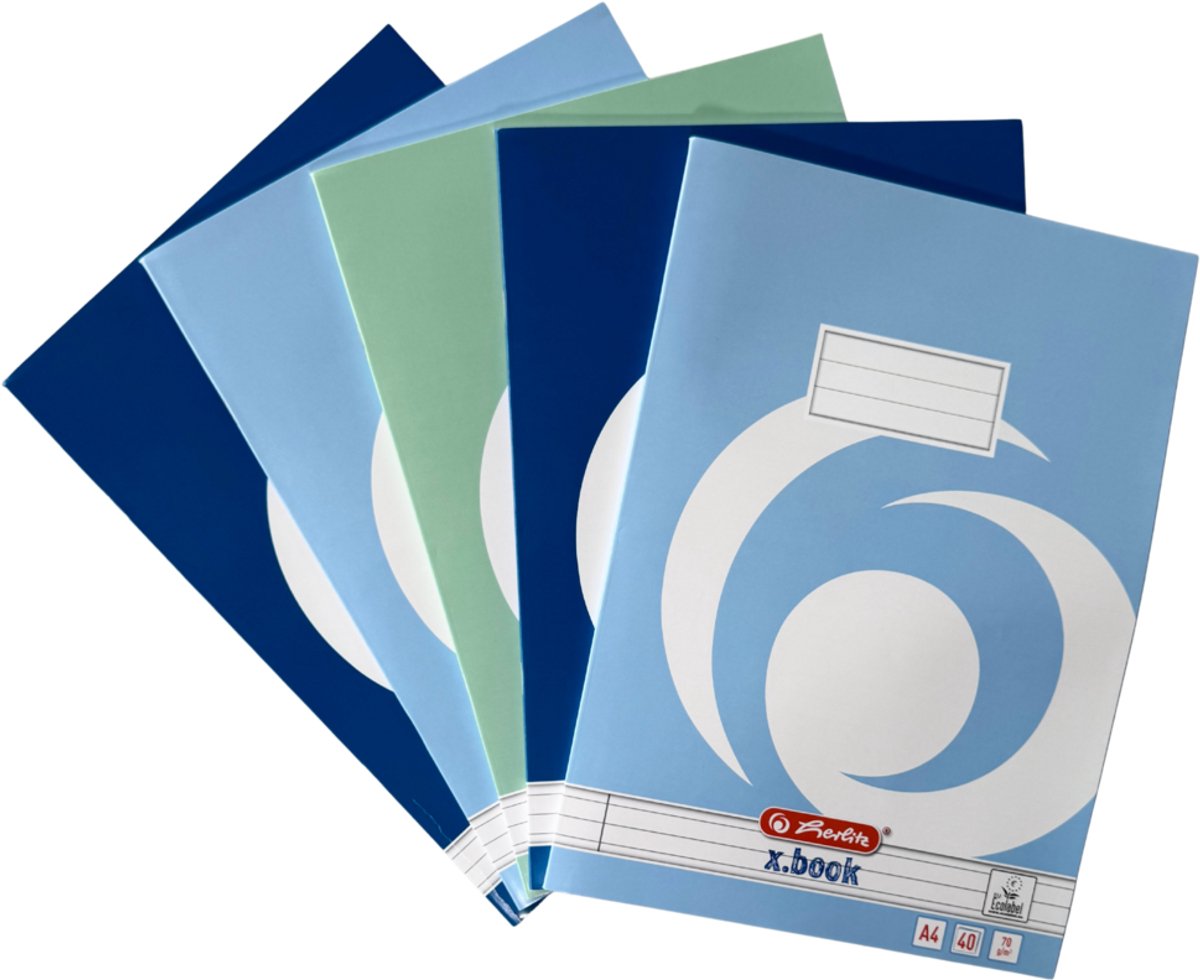 Herlitz schriften - a4 - lijn - 40 vel - assorti - 5 stuks