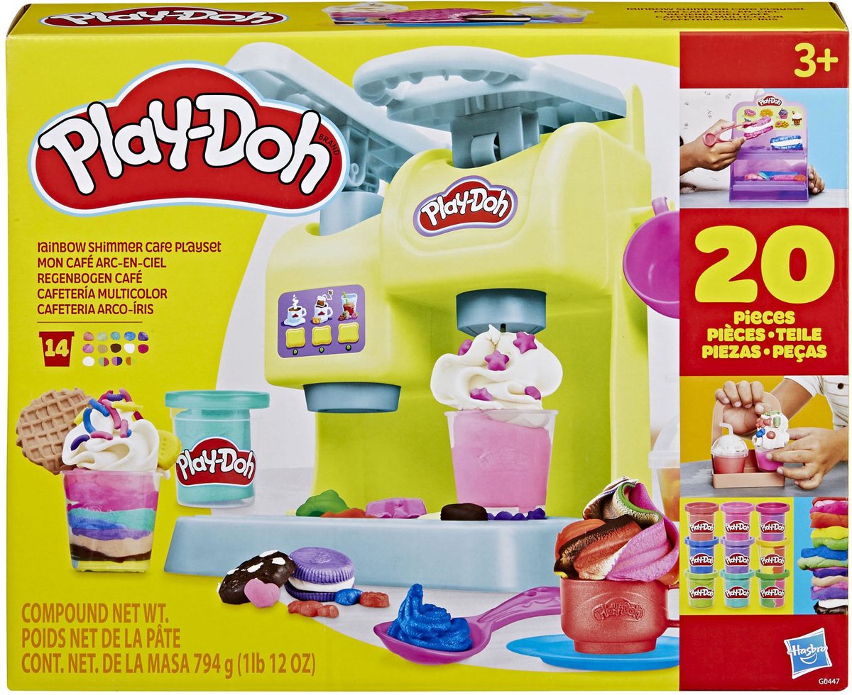 Hasbro Play-Doh Rainbow Shimmer Café-Spielset – kreatives Spielzeug.
