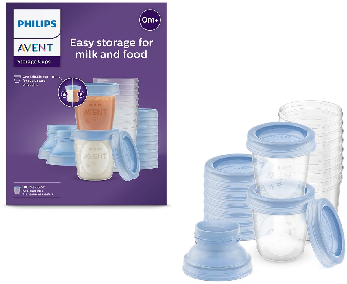 Philips Avent Aufbewahrungsbecher für Babynahrung – 180 ml – 10 Stück – scf618 10