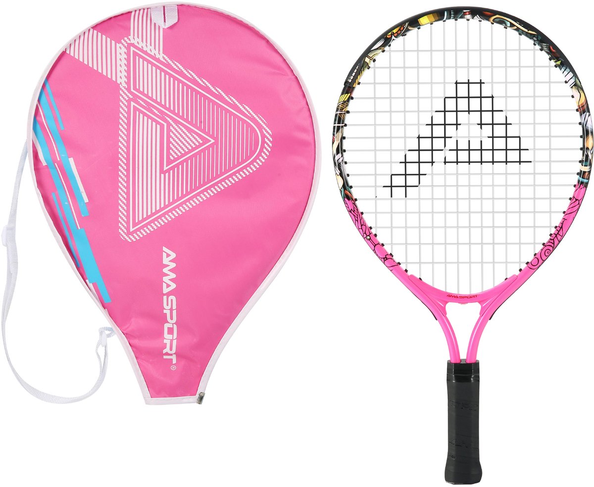 Ama Sport Kinder-Tennisschläger Graffiti Pink 23 Zoll – leichter Junior-Schläger mit Tasche – ideal für Anfänger –