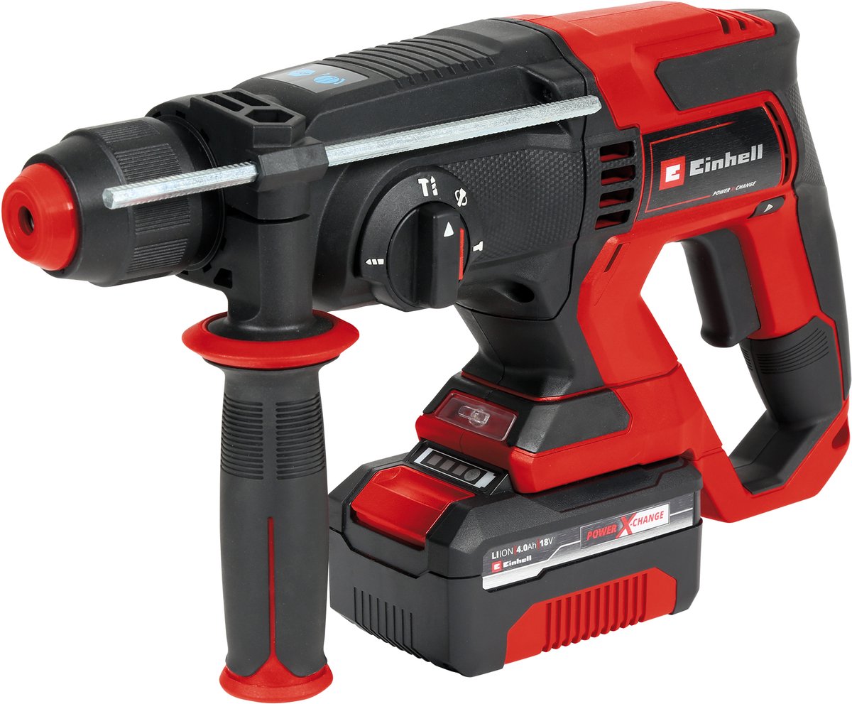 Einhell Akku-Bohrhammer Te-HD 18 20 Li (1x4,0 Ah) (Rot Schwarz, inkl. 1x 4,0 Ah Power X-Change Akku und Ladegerät)