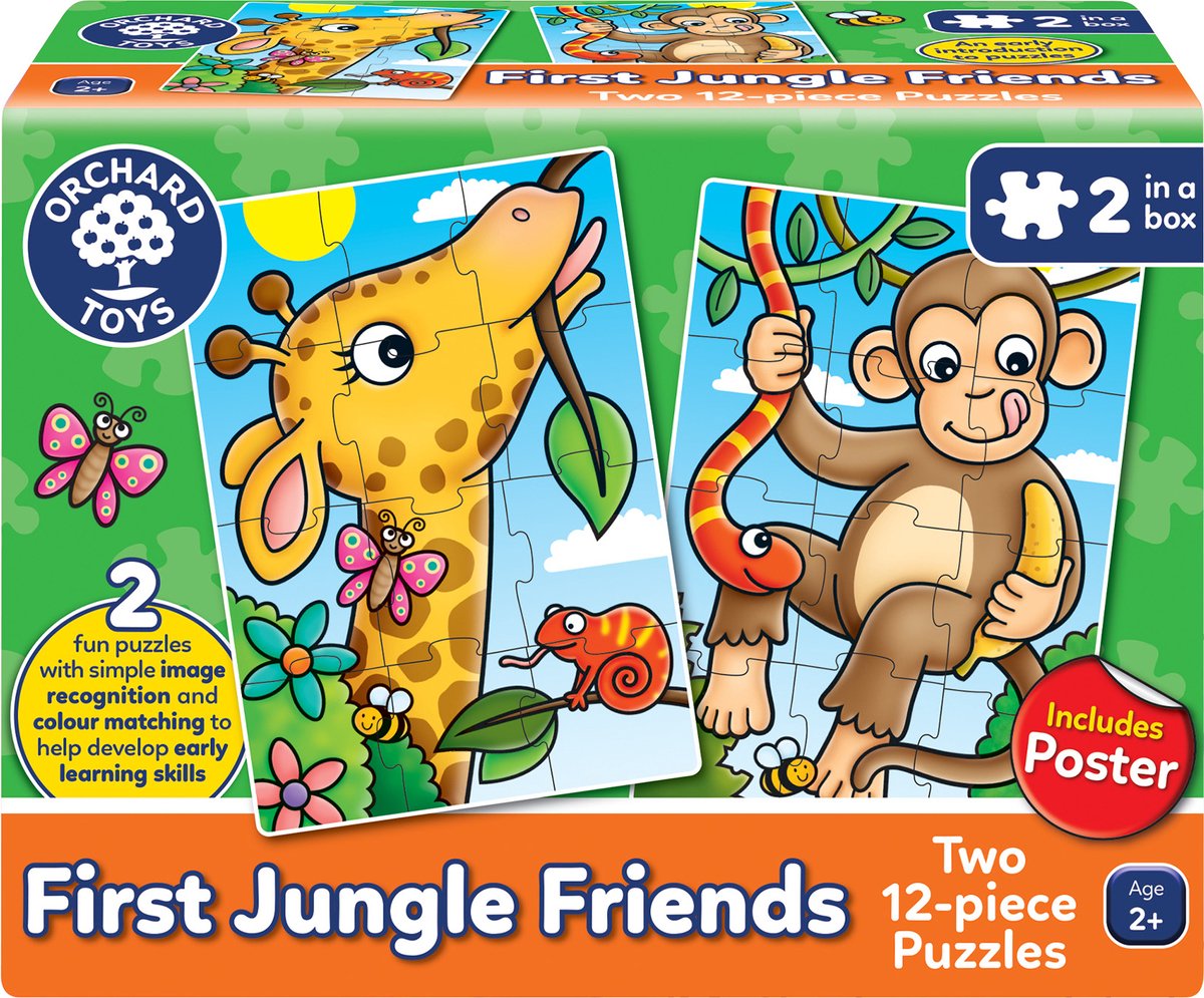 Orchard Toys – First Jungle Friends Puzzle – Dschungel-Puzzle – 24 Puzzleteile – ab 2 Jahren