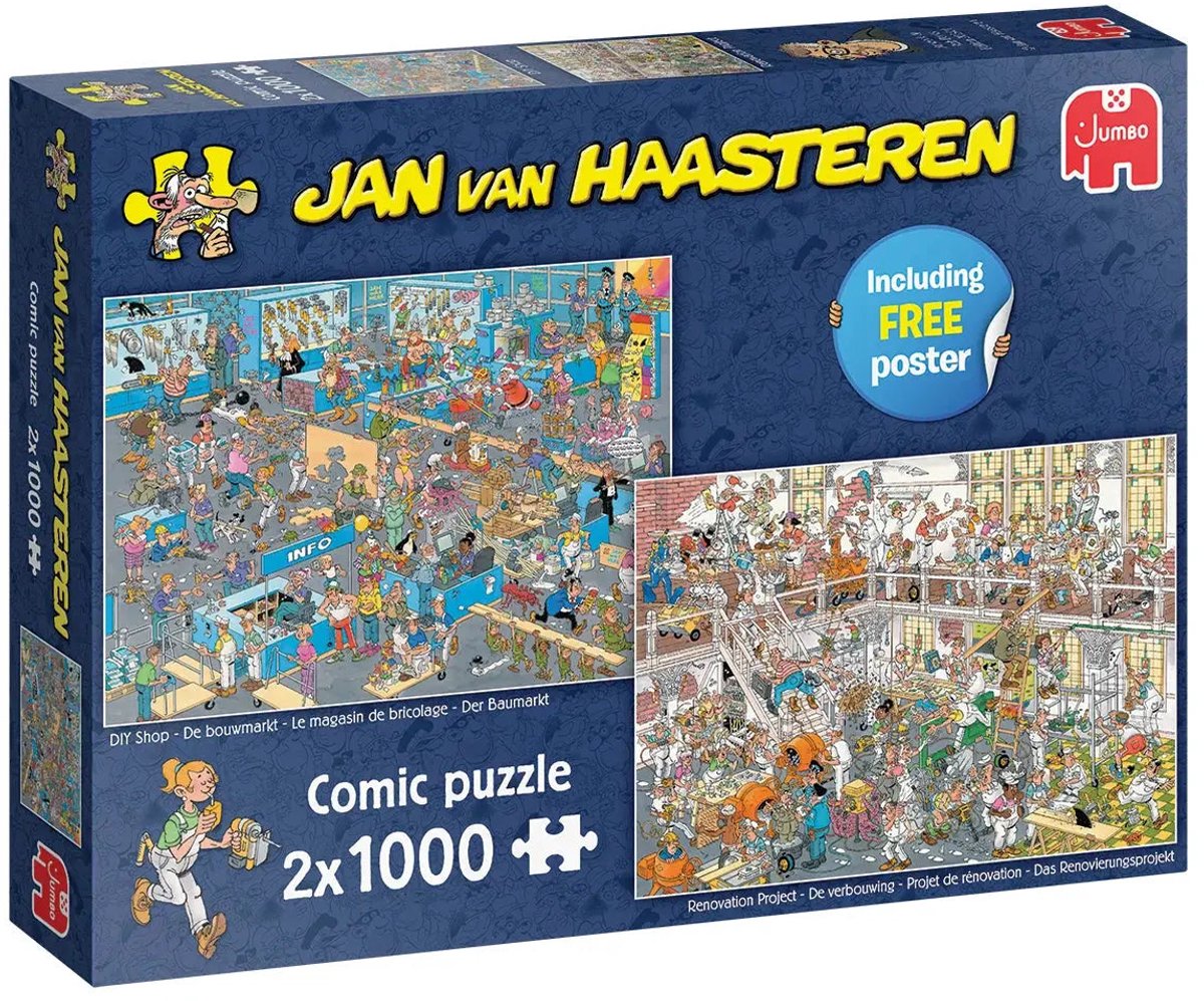 Jan van Haasteren Puzzle, wie man keine Gelegenheitsarbeiten erledigt, 2x1000 Teile.