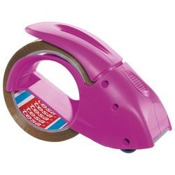 tesa Packspender pack' n' go - ergonomischer rosa Handabroller - inklusive 50 m x 48 mm Klebeband