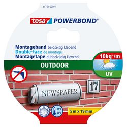 Tesa Powerbond Outdoor doppelseitig klebendes Montageband, 5 m: 19 mm