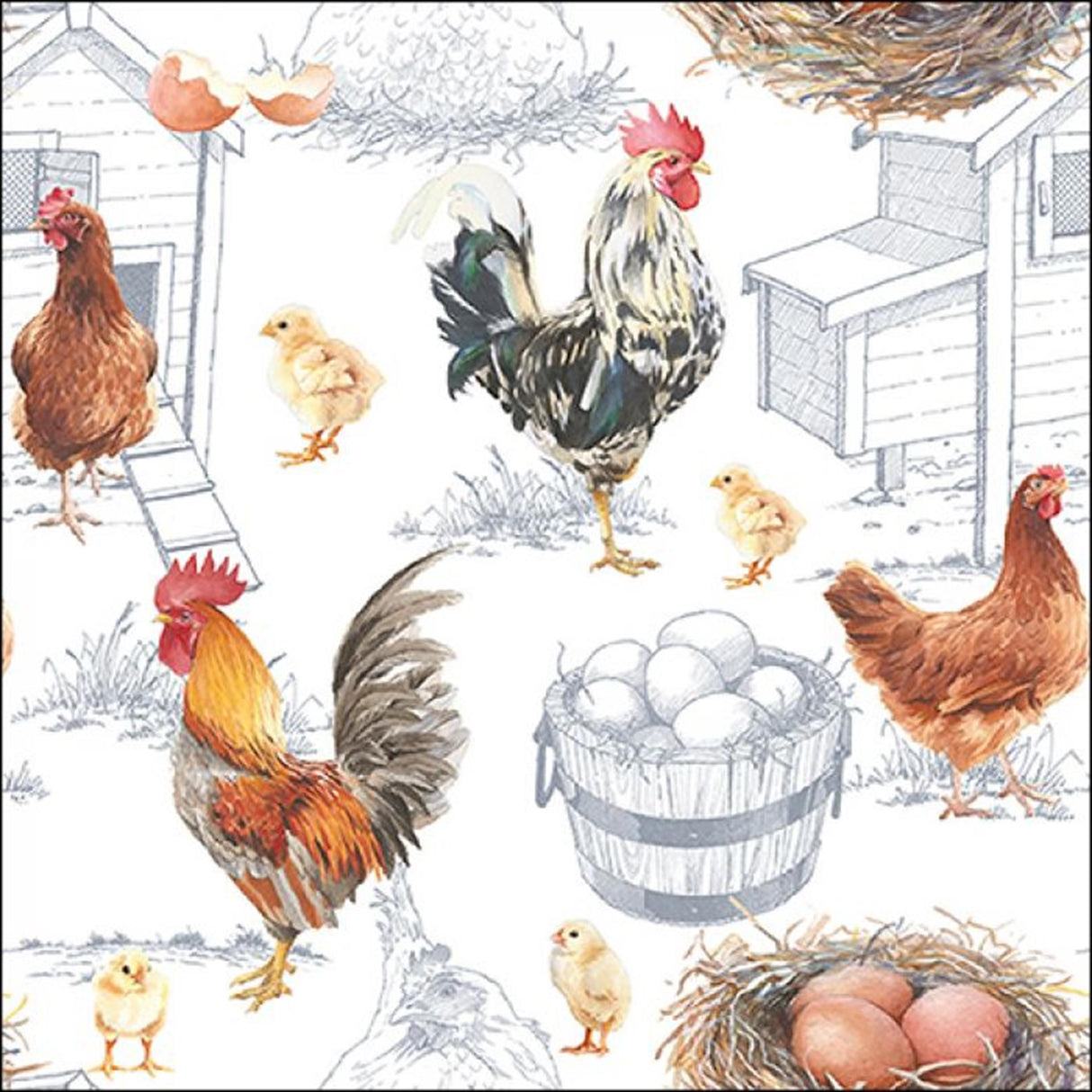 Ambiente servetten chicken farm 33cm
