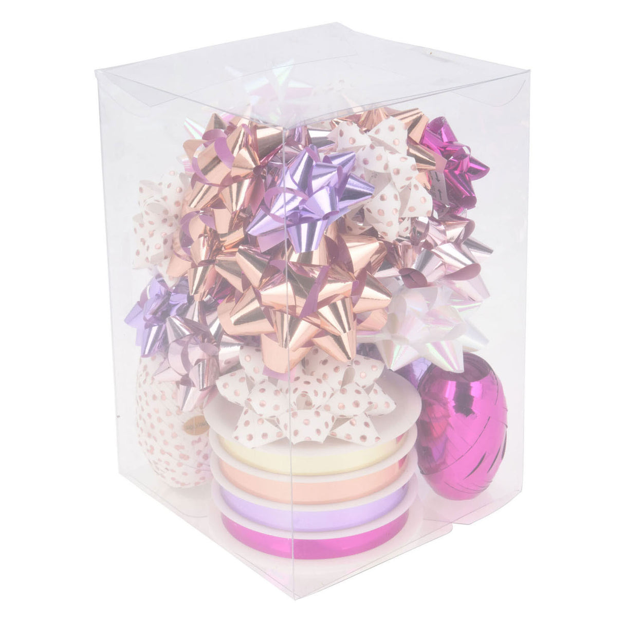 Verpackungsdekoration Schleife und Band weiß rosa, 30er Set